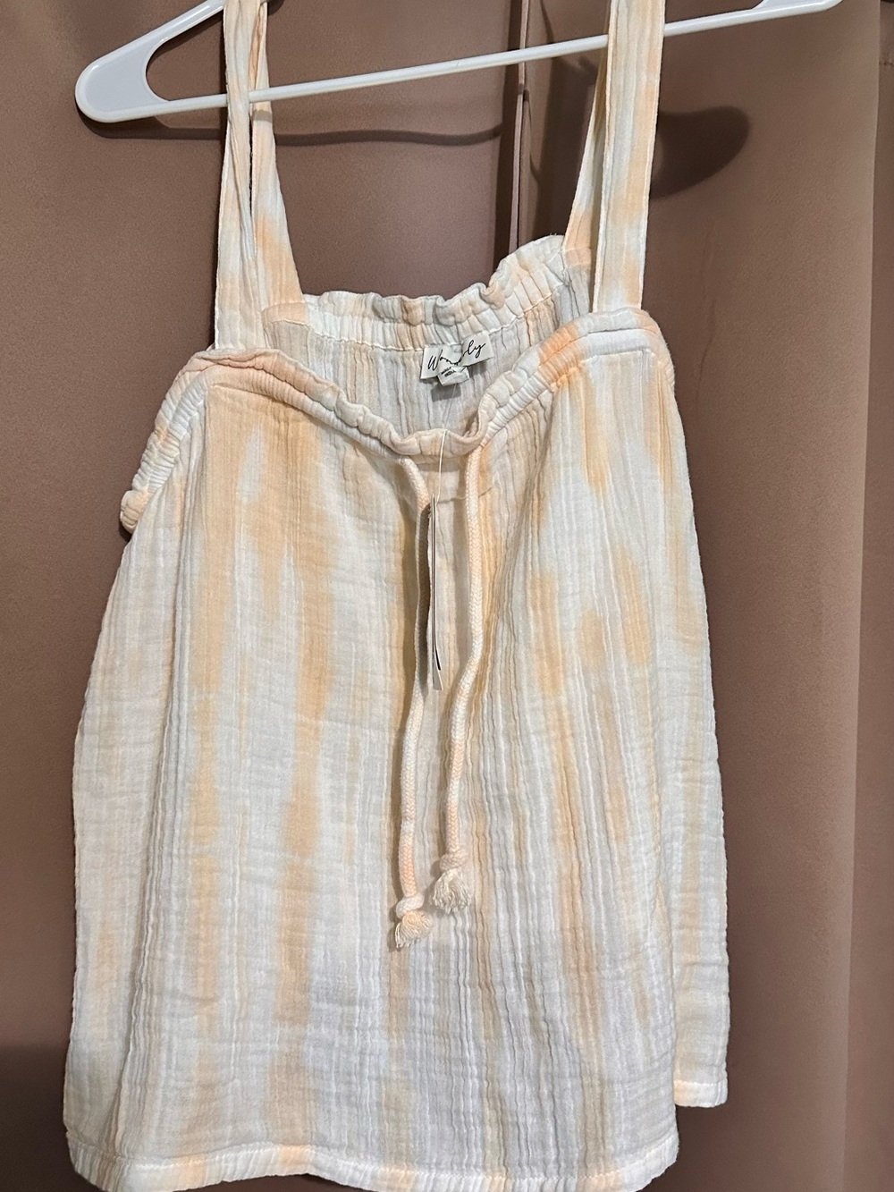 Wonderly Cream Tank Top with Light Peach Stripes